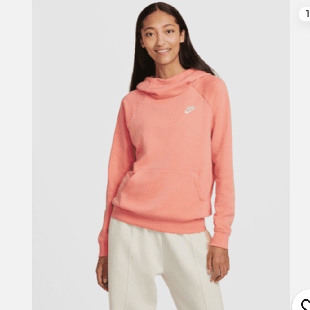 355 Nike Funnel Cowl Neck Hoodie Women’s Medium Light Pink Pullover Sweatshirt
